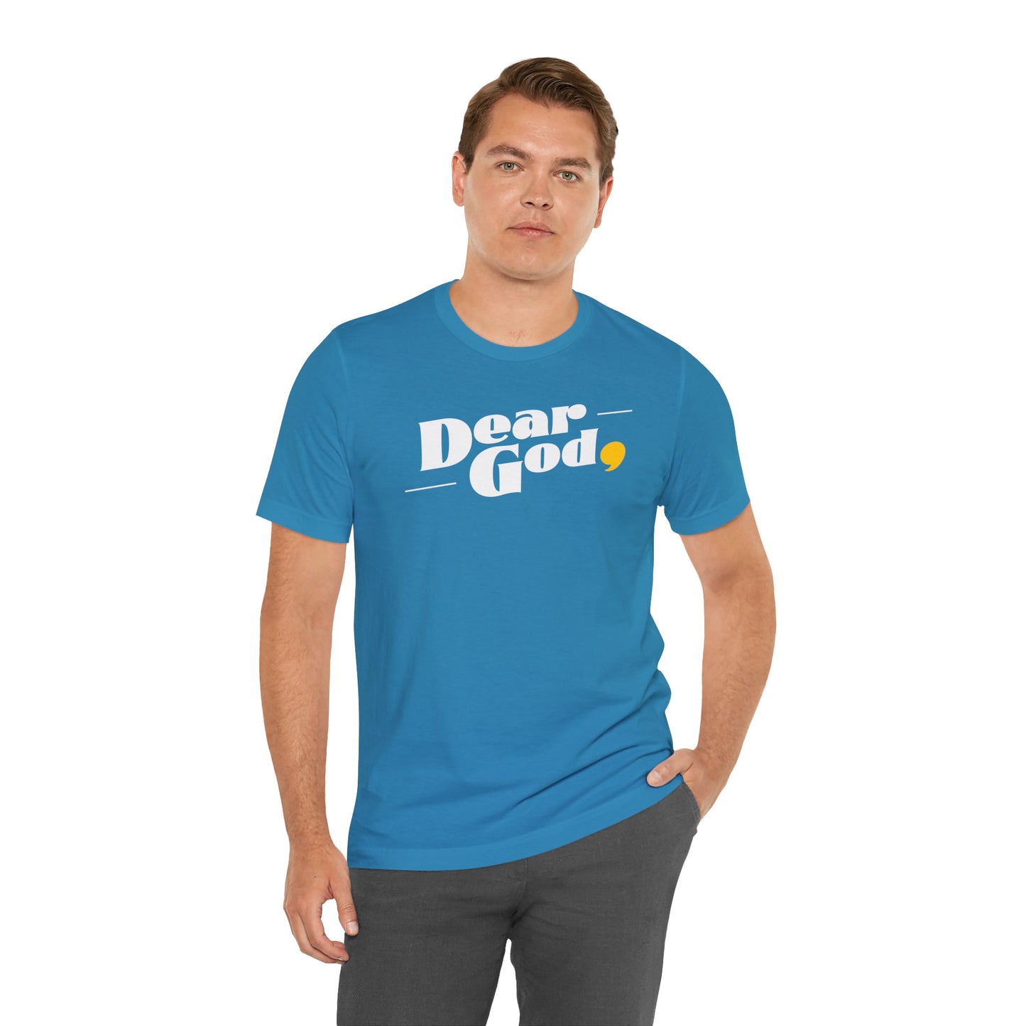 Men's "Dear God," Pop Tee — Jersey Short Sleeve Tee