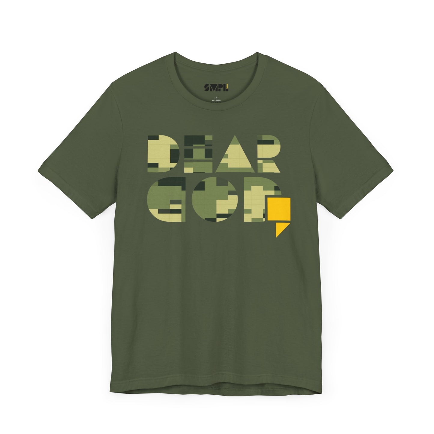 Men's "Dear God," Green Camo — Jersey Short Sleeve Tee