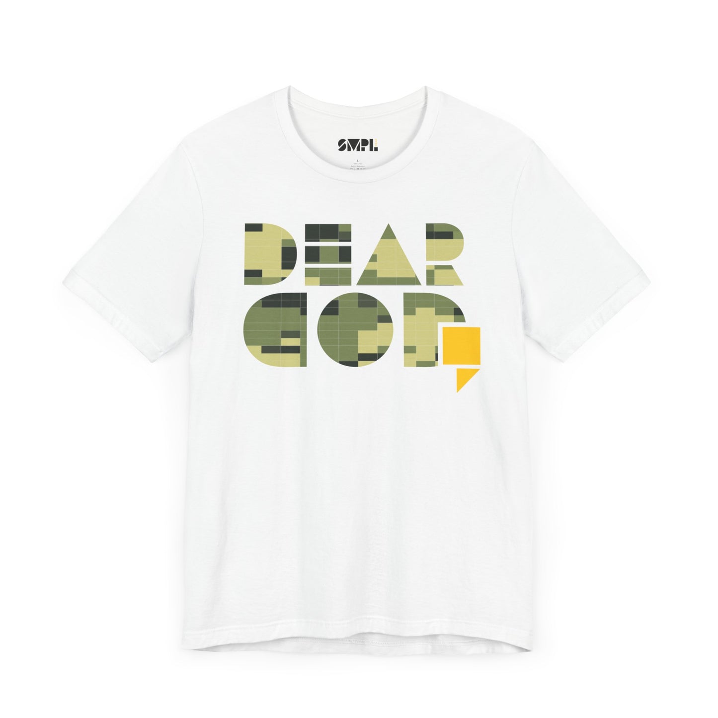 Men's "Dear God," Green Camo — Jersey Short Sleeve Tee