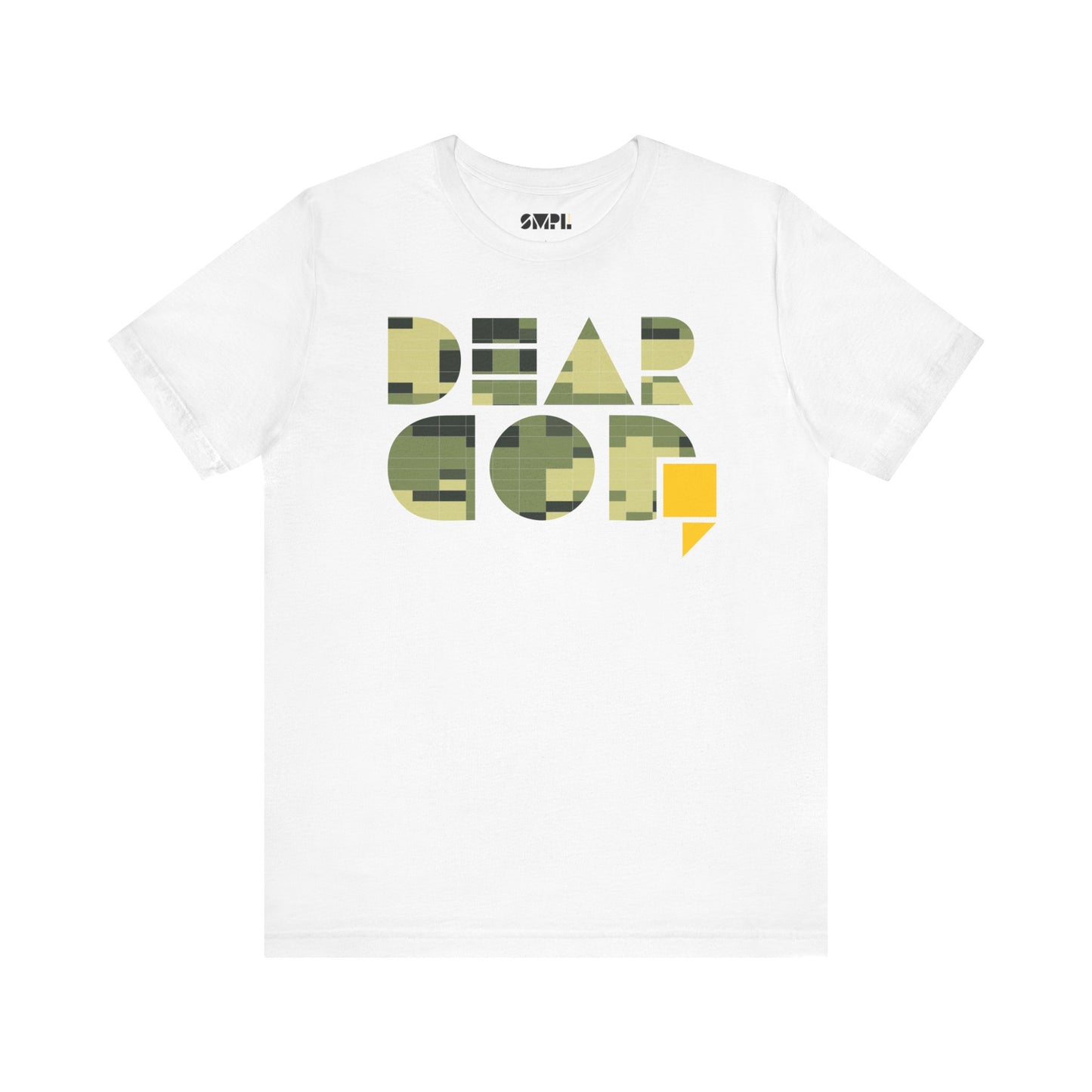 Men's "Dear God," Green Camo — Jersey Short Sleeve Tee