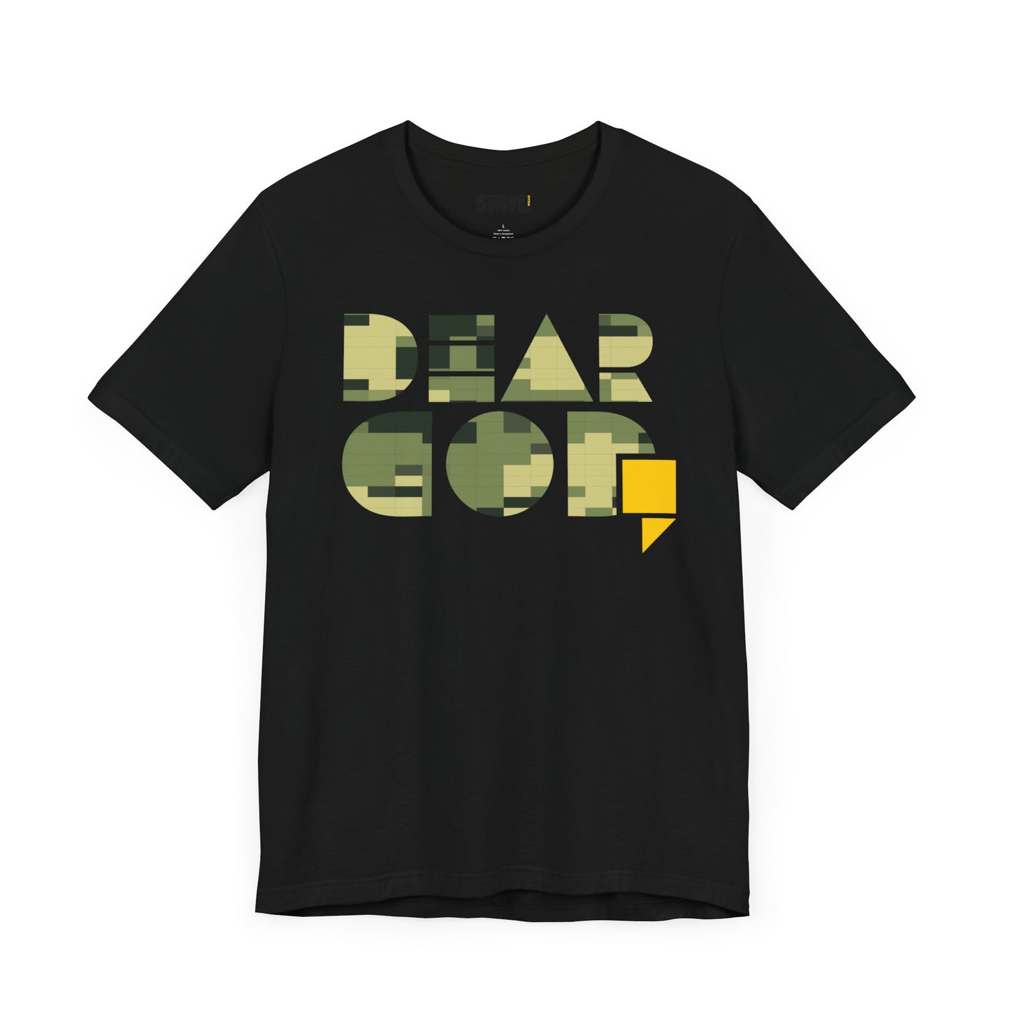Men's "Dear God," Green Camo — Jersey Short Sleeve Tee