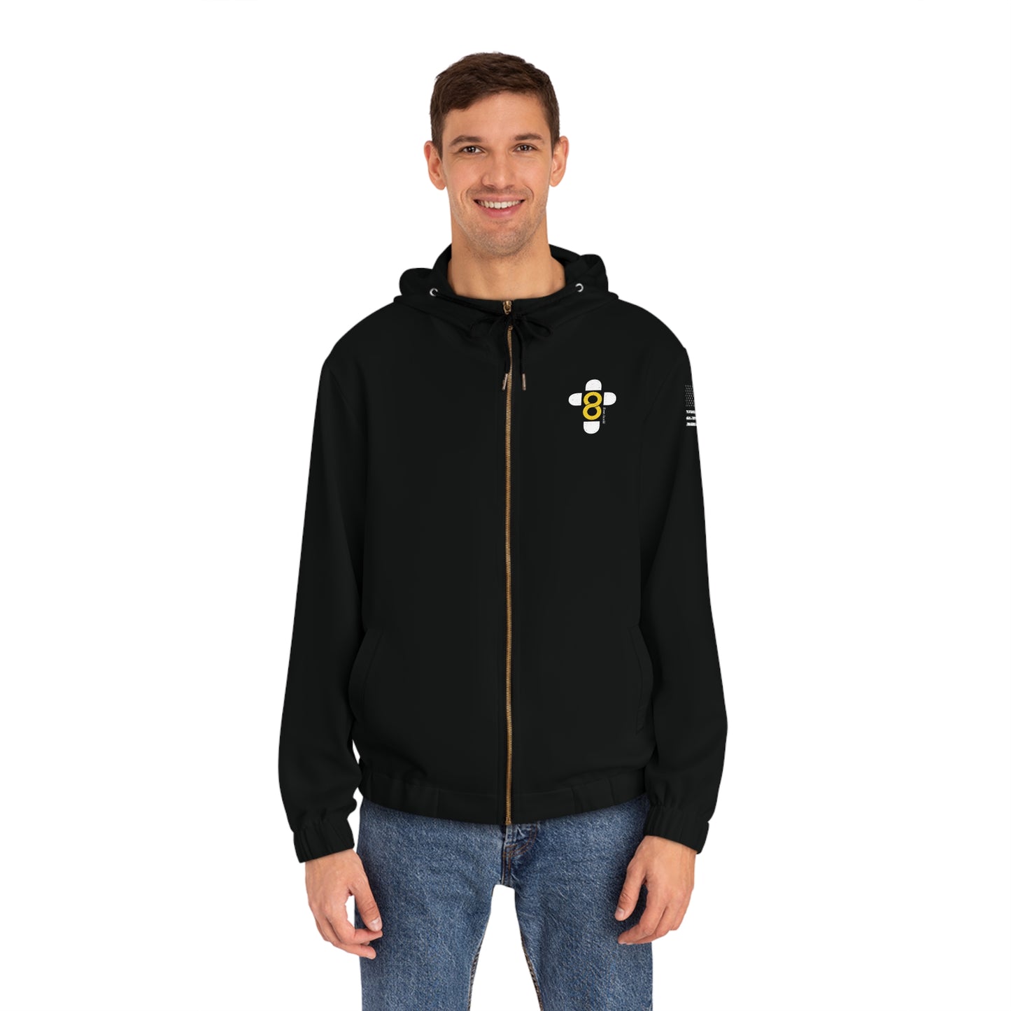 "God is Good" SMPL All the Time Yellow — Men's Full-Zip Hoodie (AOP)