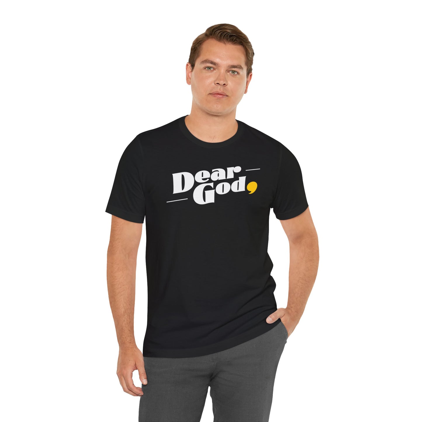 Men's "Dear God," Pop Tee — Jersey Short Sleeve Tee