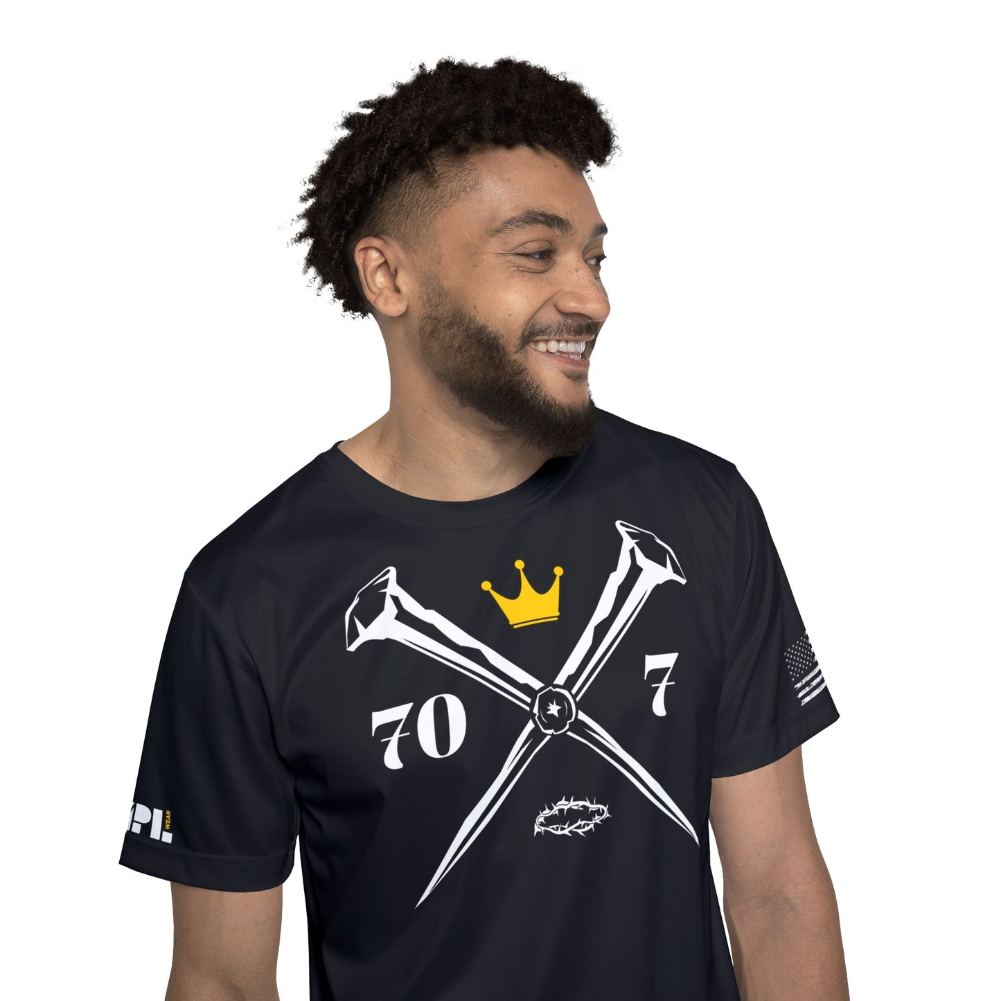 70x7 Rugged Nails — Men's Sports Jersey on Black