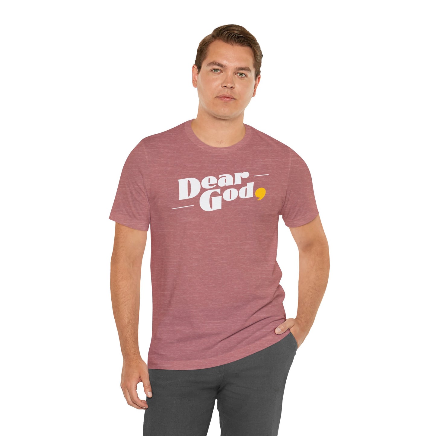 Men's "Dear God," Pop Tee — Jersey Short Sleeve Tee