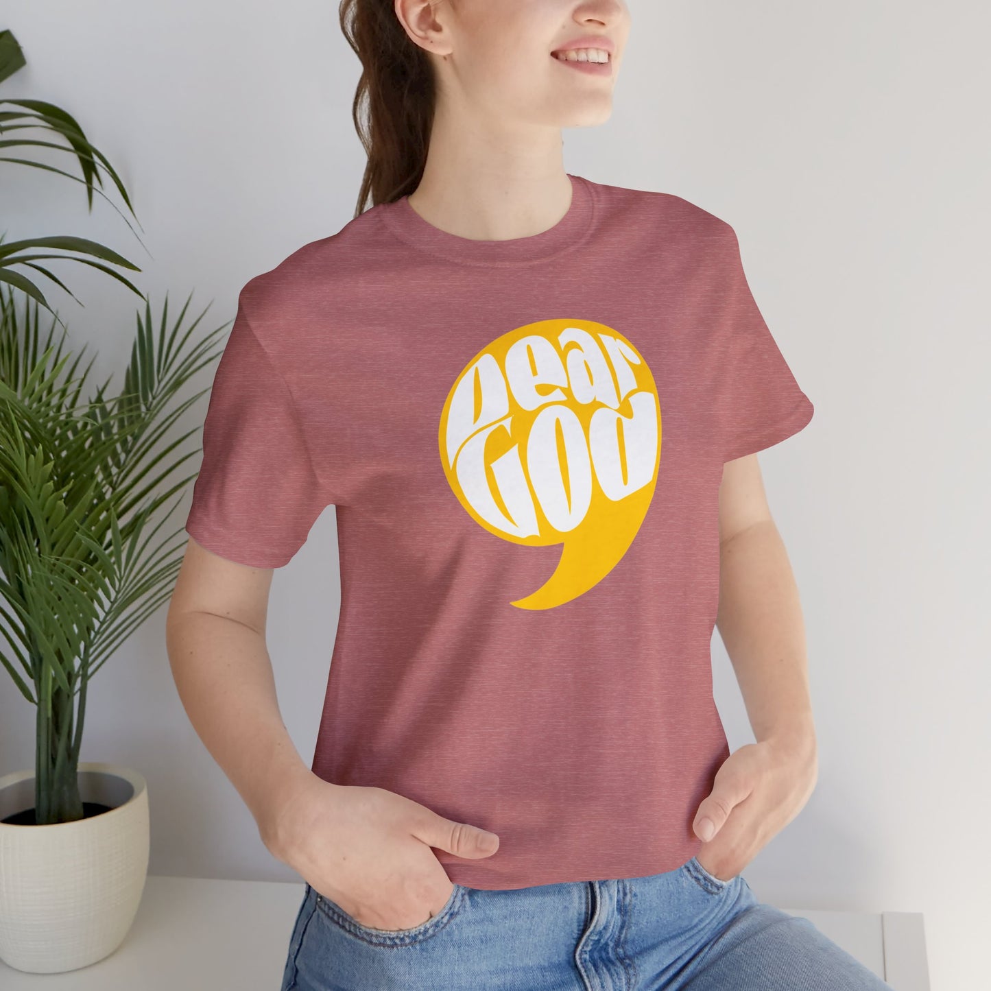 Women's "Dear God," Comma Tee — Jersey Short Sleeve Tee