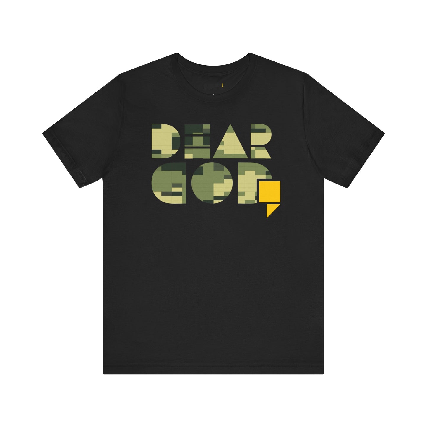 Men's "Dear God," Green Camo — Jersey Short Sleeve Tee