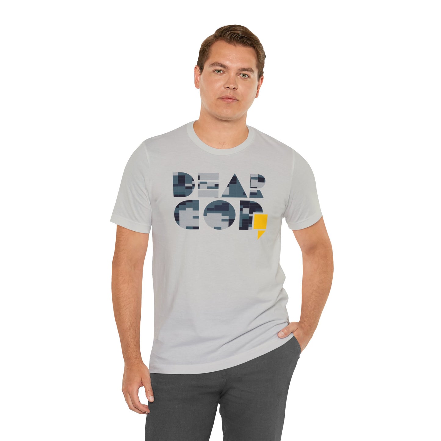 Men's "Dear God," Blue Camo — Jersey Short Sleeve Tee