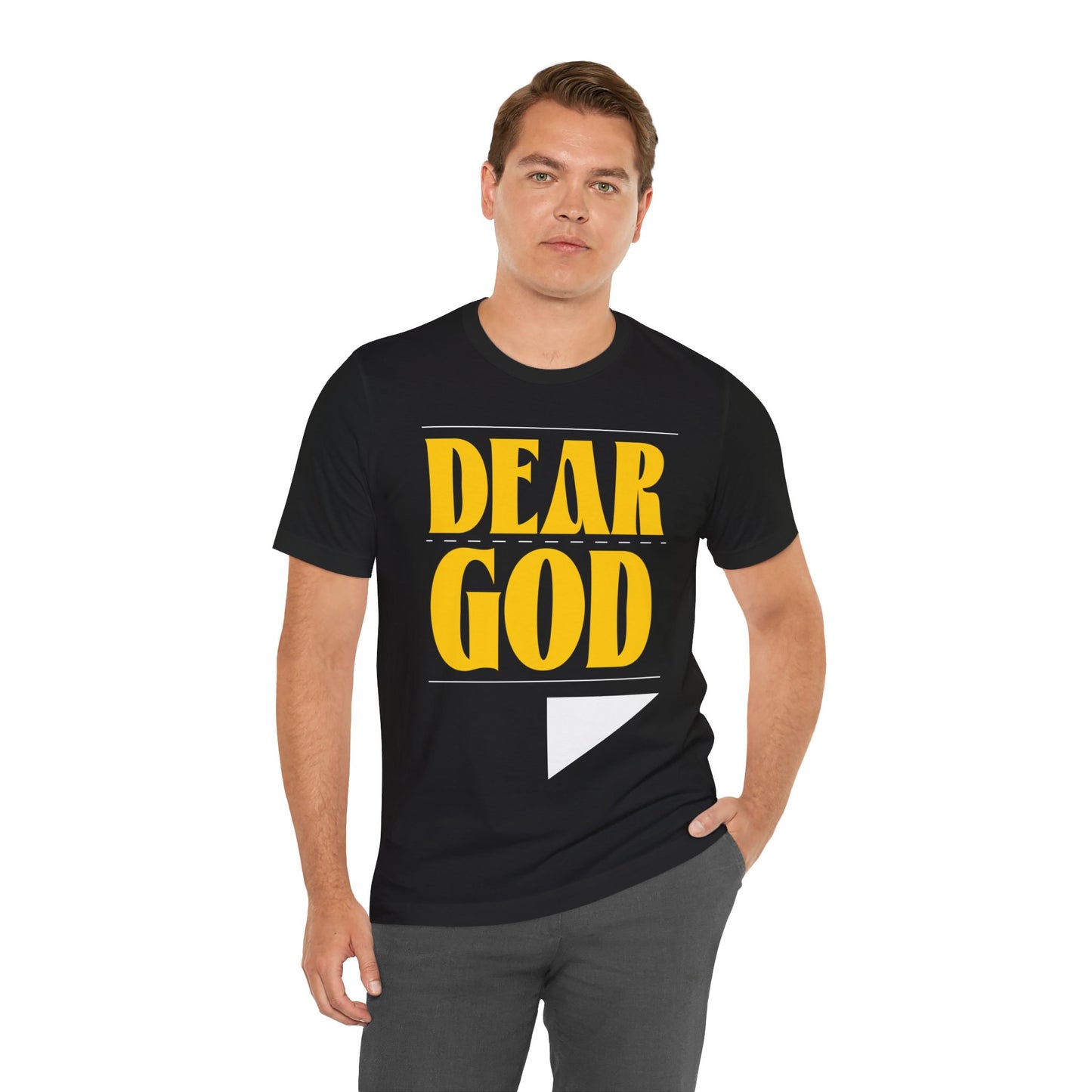 Men's "Dear God," Letter Tee — Jersey Short Sleeve Tee