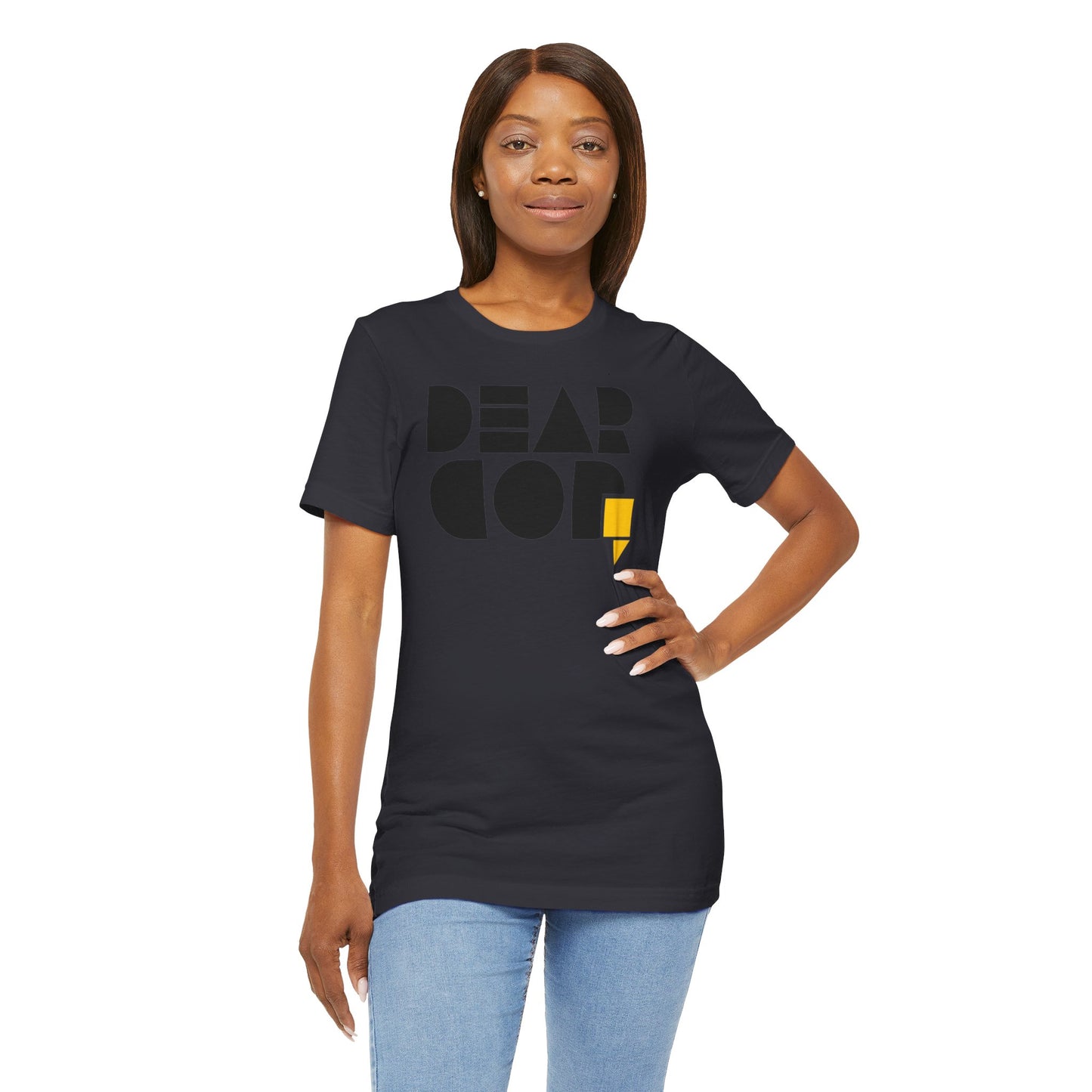 Women's "Dear God," SMPL Font — Jersey Short Sleeve Tee