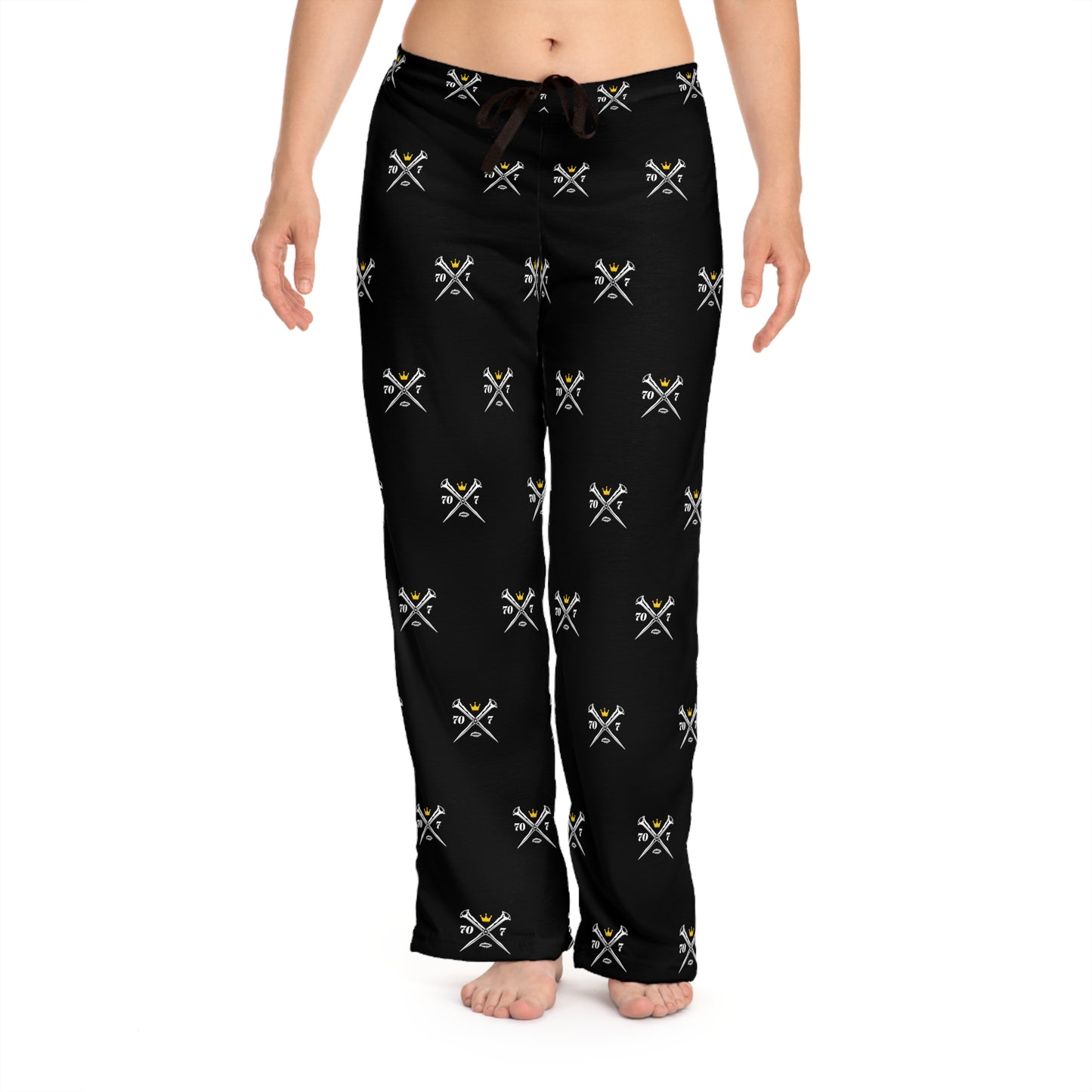 70x7 Rugged Nails — Women's All-Over Print Pajama Pants on Black