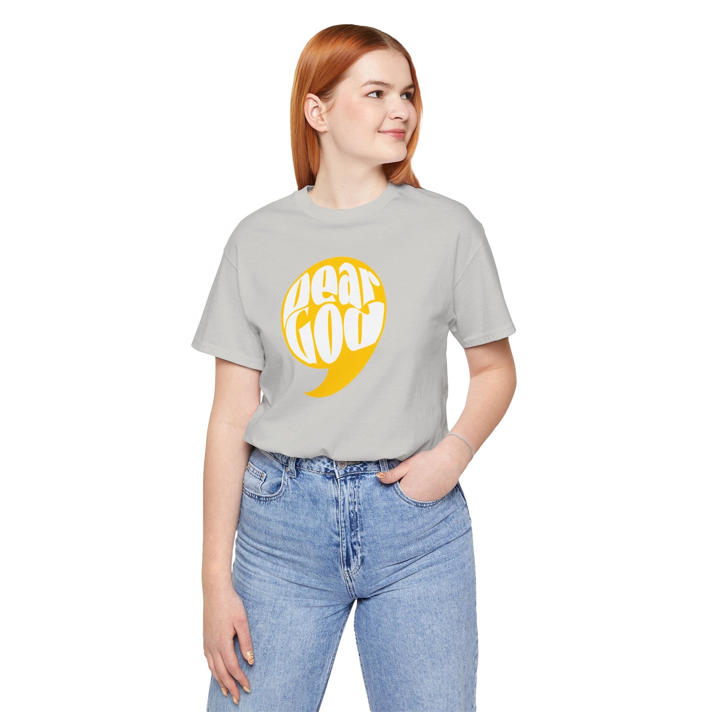 Women's "Dear God," Comma Tee — Jersey Short Sleeve Tee