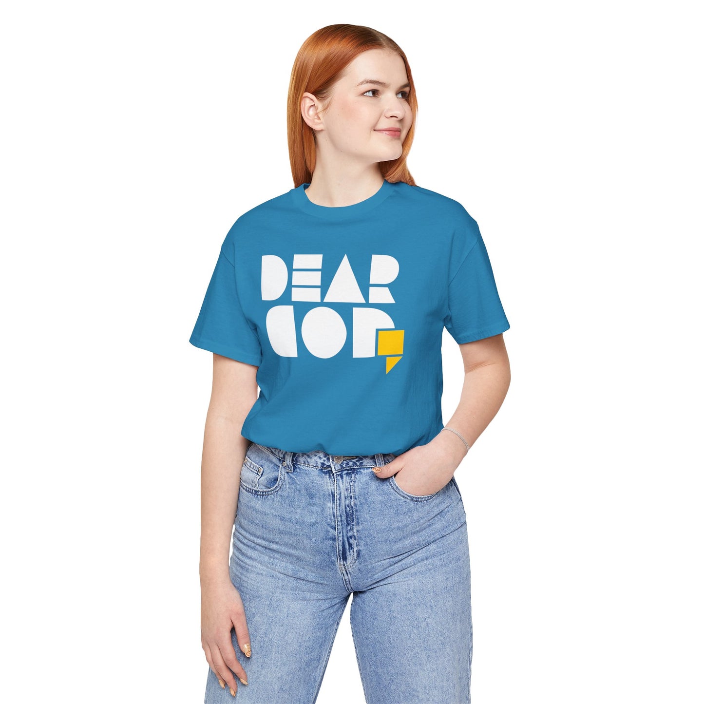 Women's "Dear God," SMPL Font — Jersey Short Sleeve Tee