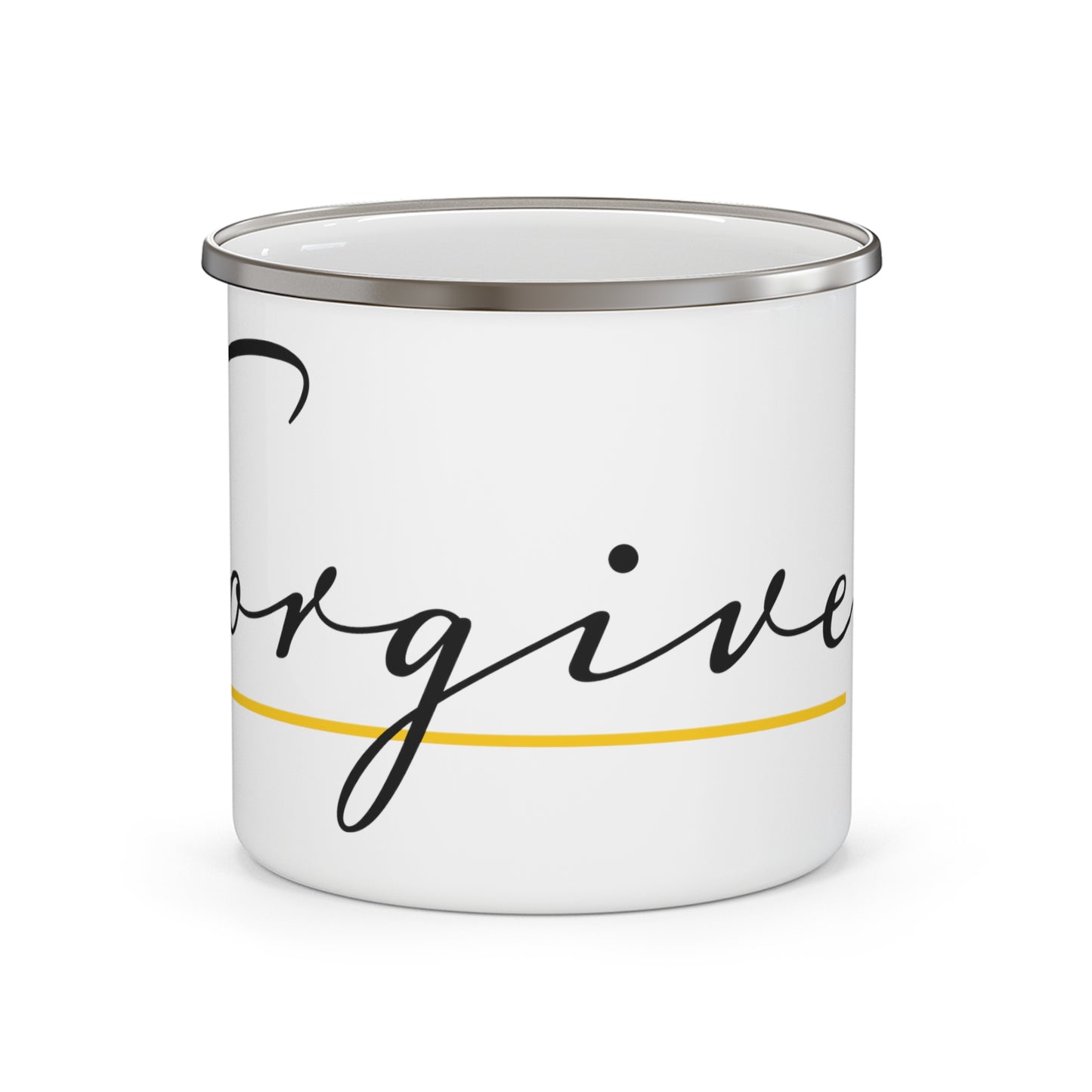 Forgiven Script — Enamel Camping Mug