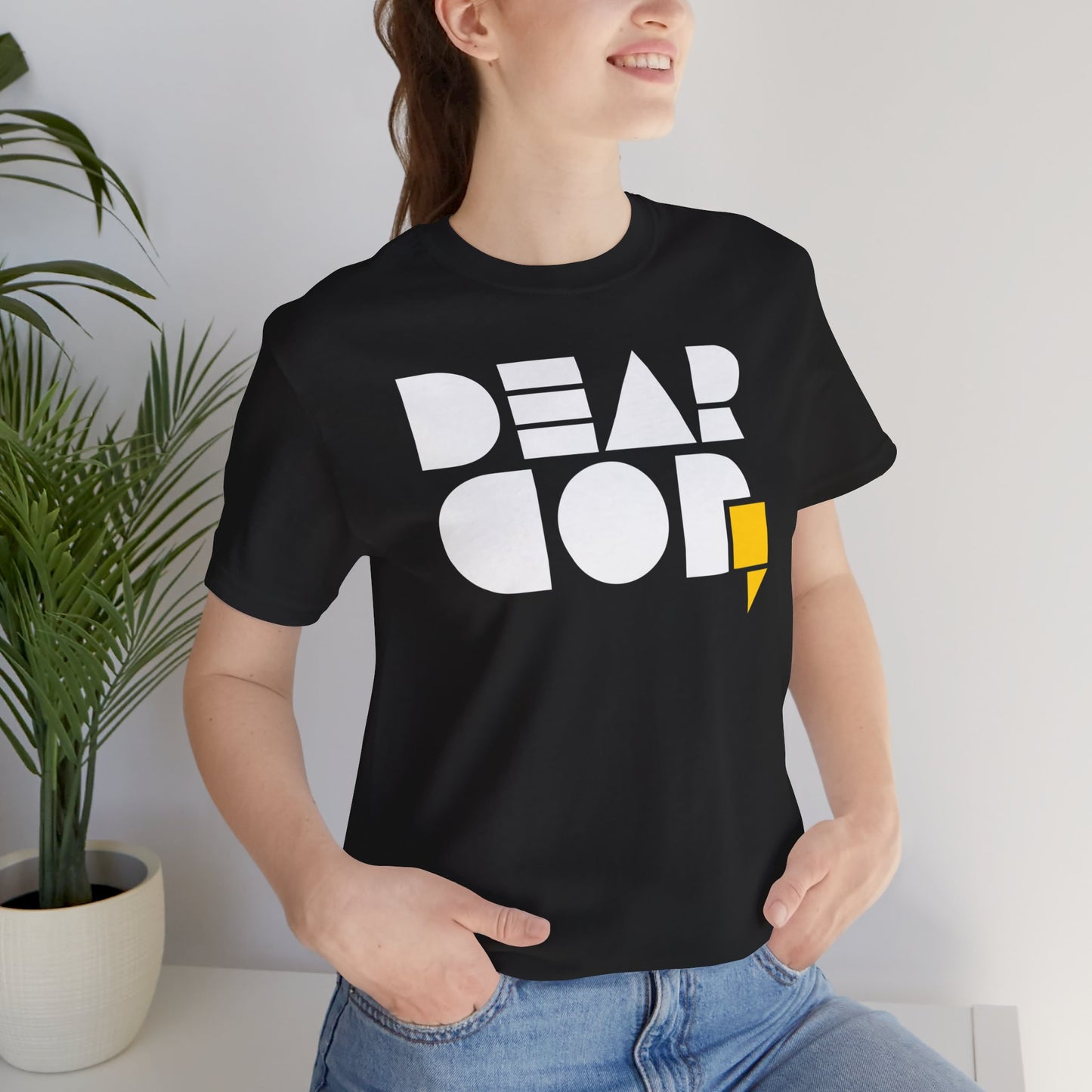 Women's "Dear God," SMPL Font — Jersey Short Sleeve Tee