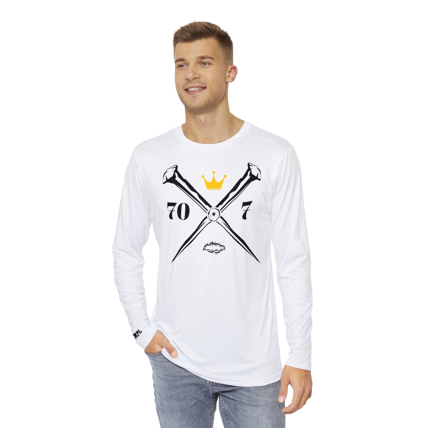 70x7 Rugged Nails — Men's Long Sleeve Shirt on White