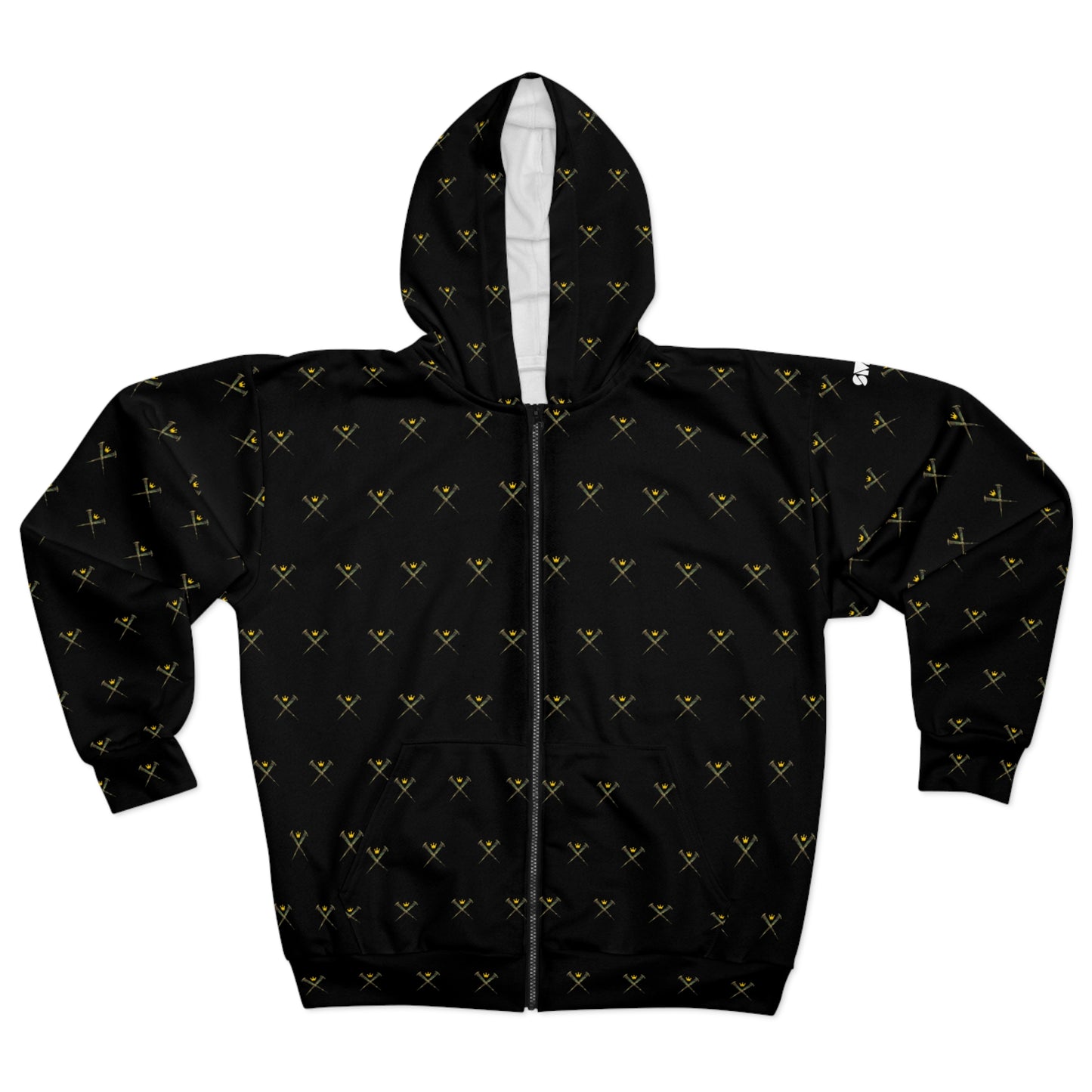 70x7 Modern Nails Camo — Men's All-Over Print Zip Hoodie on Black