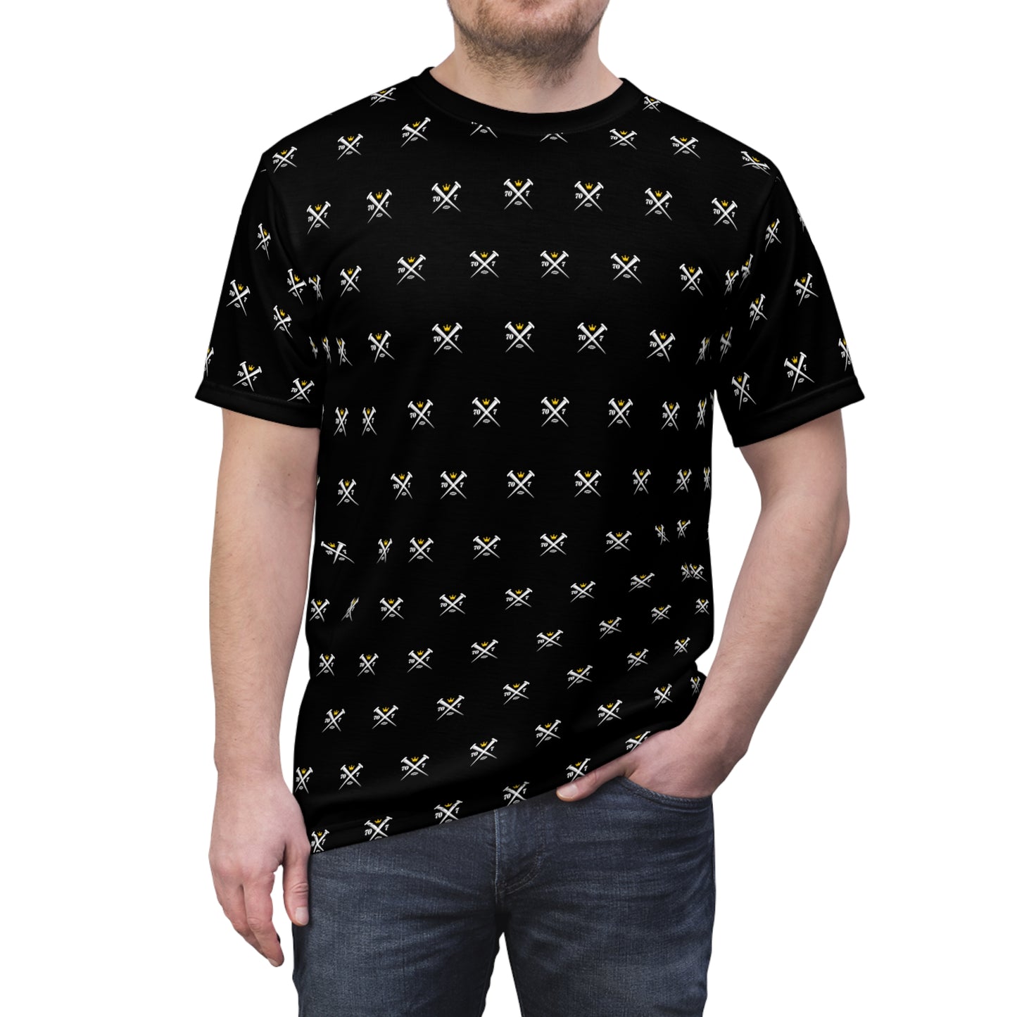 70x7 Modern Nails — Men's Cut & Sew Tee All-Over Print on Black