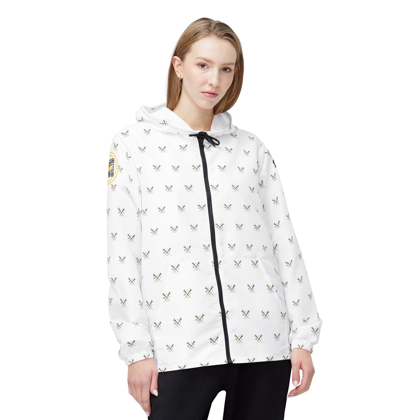 70x7 Modern Nails Camo — Women's All-Over Print Windbreaker Jacket on White