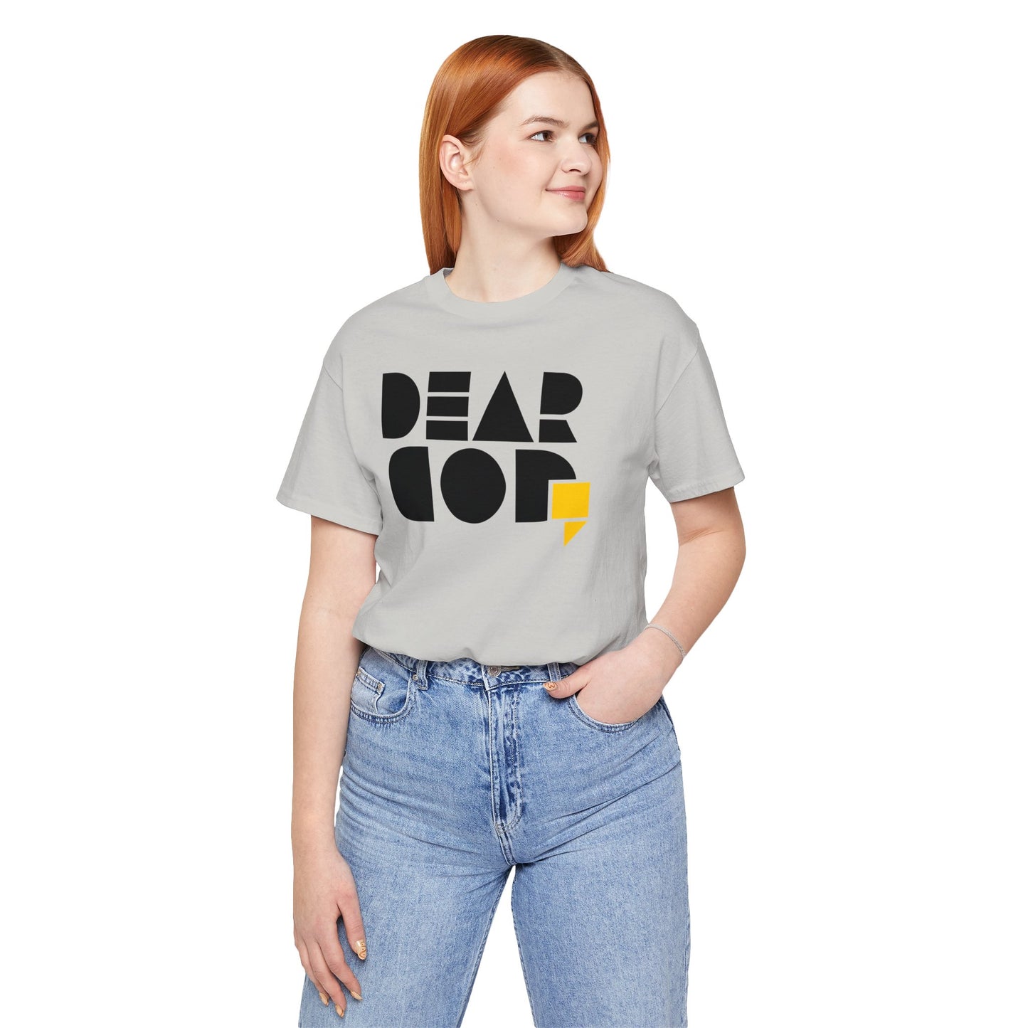 Women's "Dear God," SMPL Font — Jersey Short Sleeve Tee