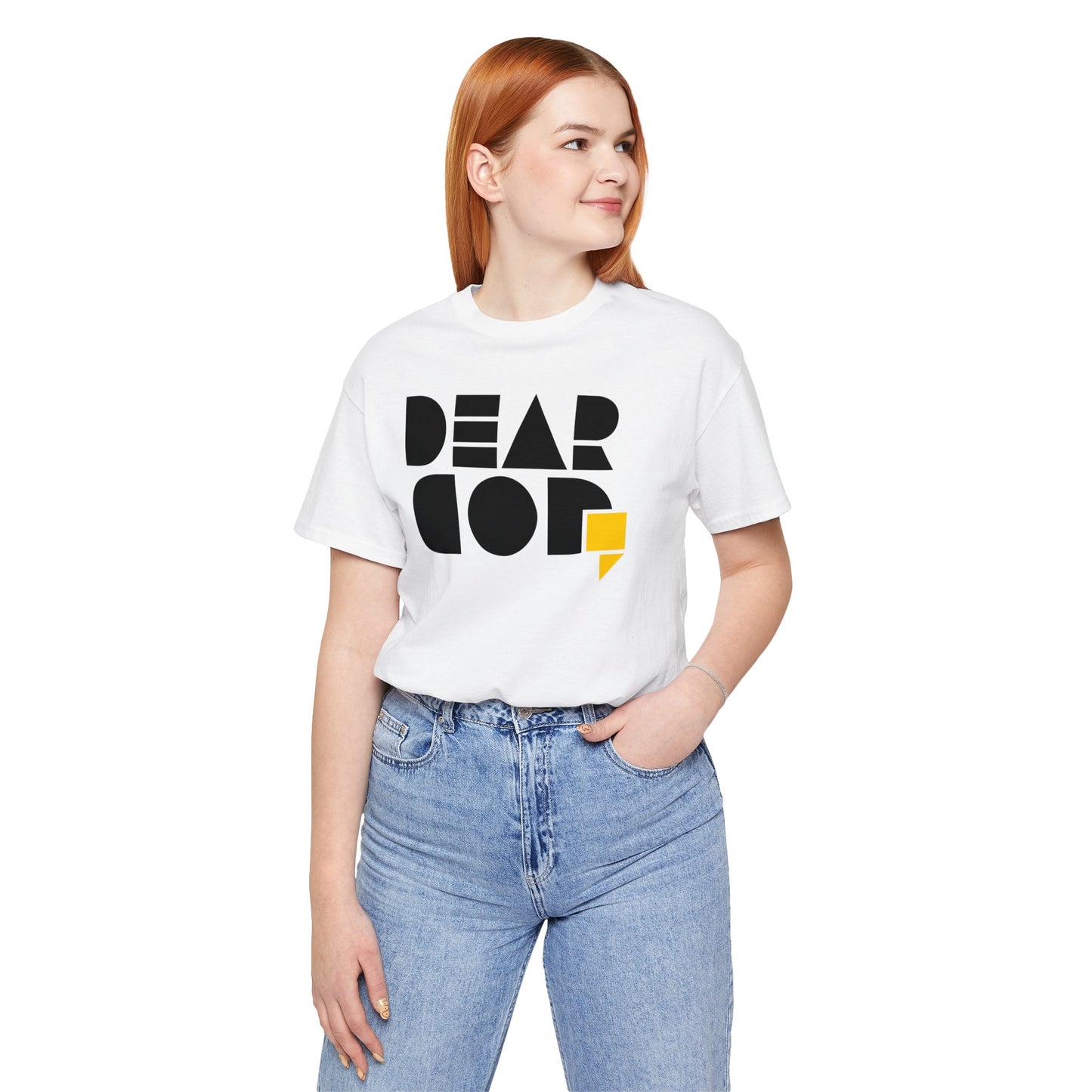 Women's "Dear God," SMPL Font — Jersey Short Sleeve Tee