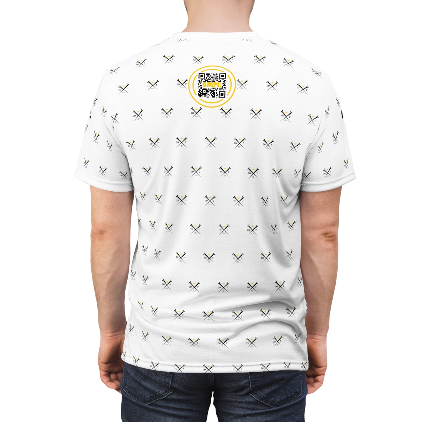 70x7 Modern Nails — Men's Cut & Sew Tee All-Over Print on White