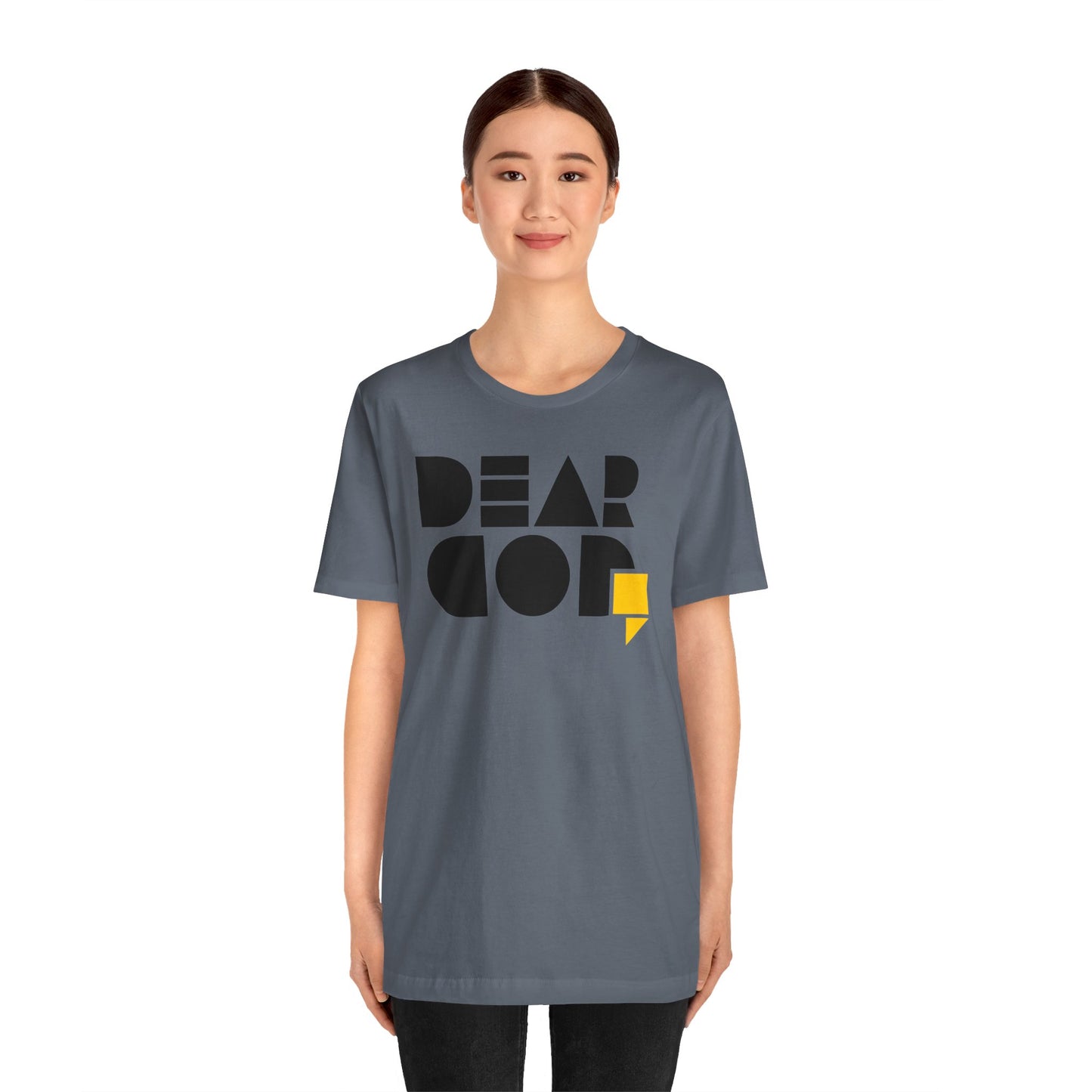 Women's "Dear God," SMPL Font — Jersey Short Sleeve Tee