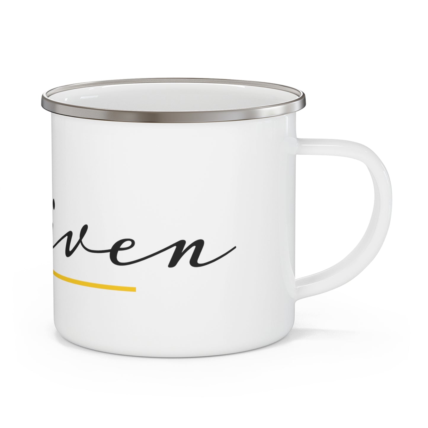 Forgiven Script — Enamel Camping Mug