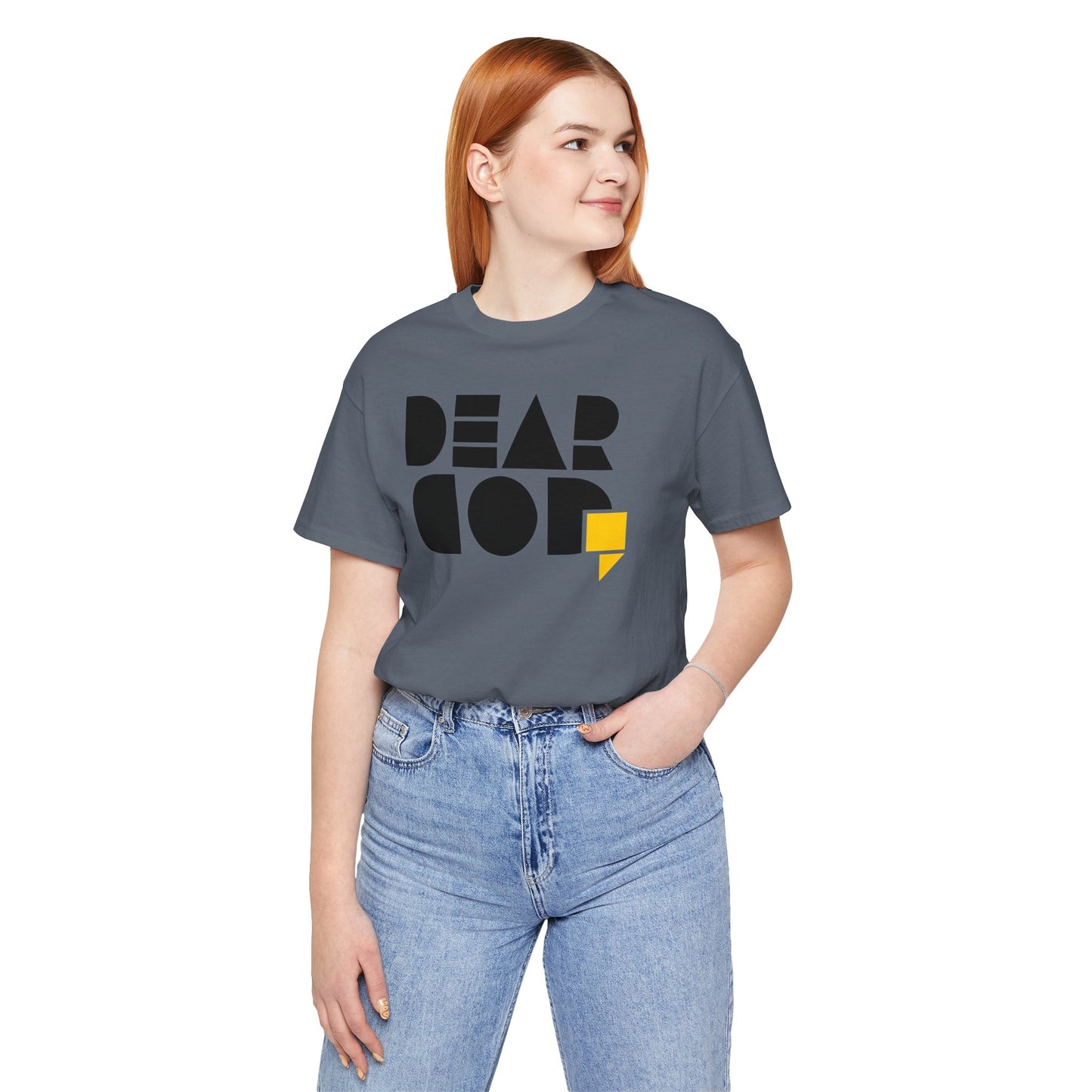 Women's "Dear God," SMPL Font — Jersey Short Sleeve Tee