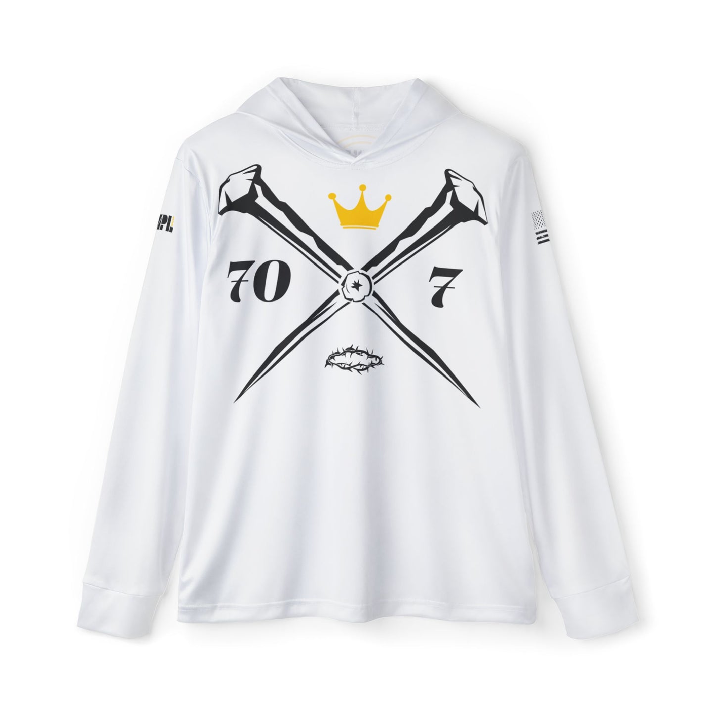 70x7 Rugged Nails — Men's Sports Warmup Hoodie on White