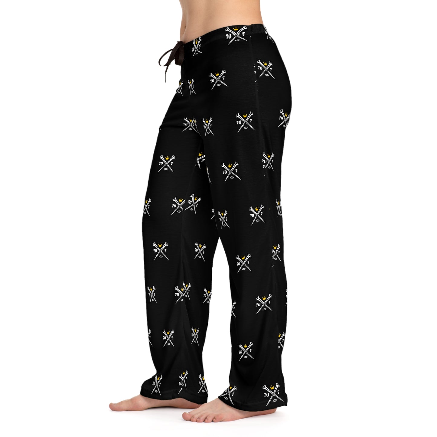 70x7 Rugged Nails — Women's All-Over Print Pajama Pants on Black