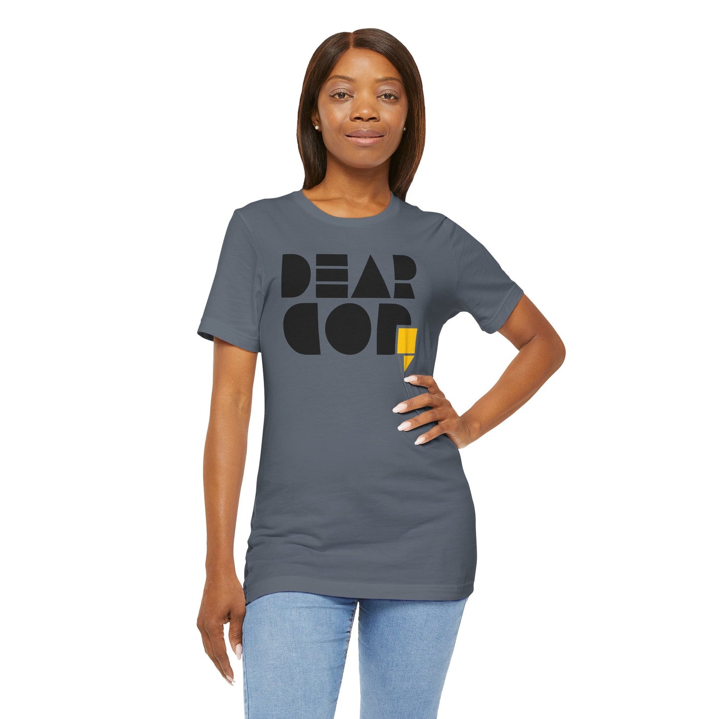 Women's "Dear God," SMPL Font — Jersey Short Sleeve Tee