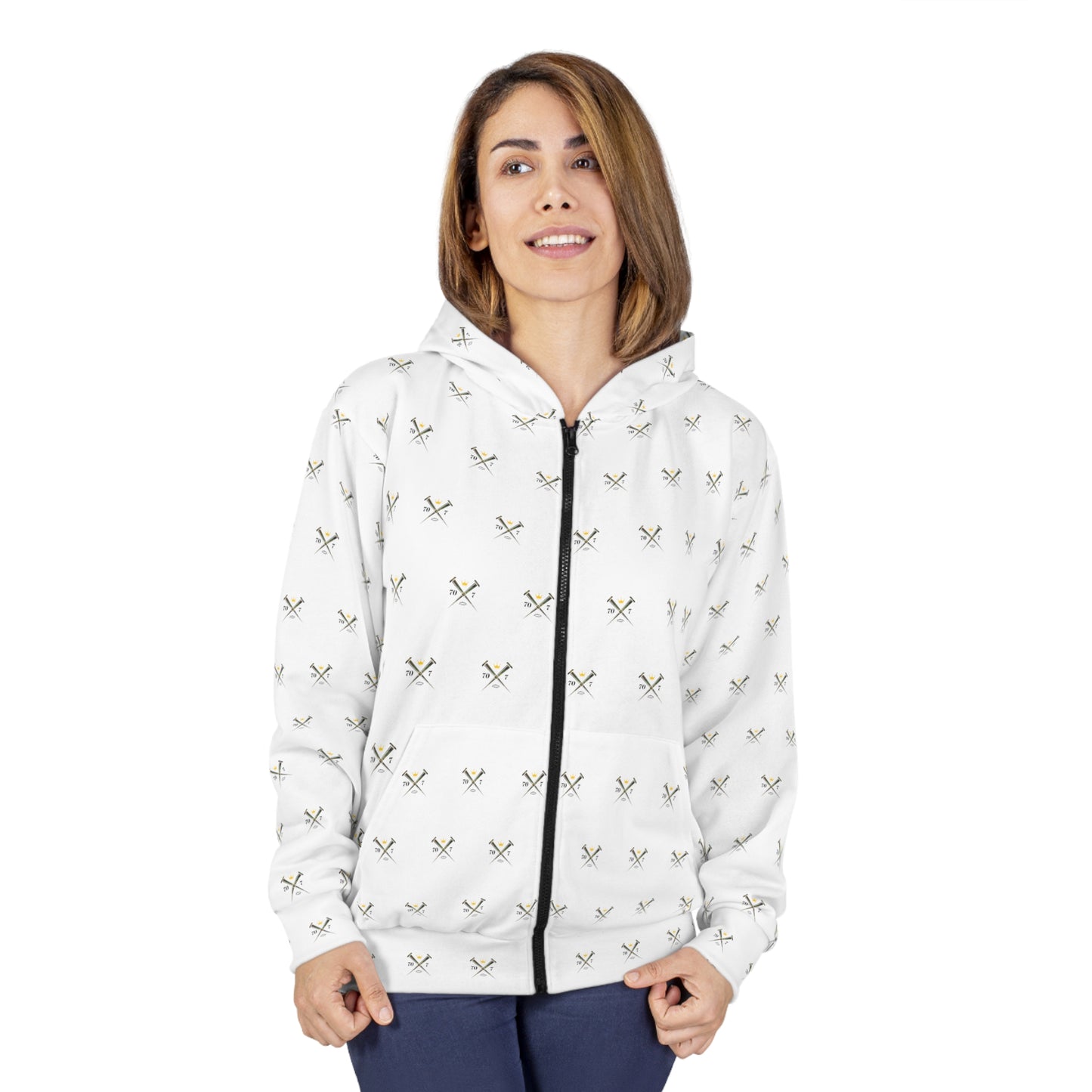 70x7 Modern Nails Camo — Women's All-Over Print Zip Hoodie on White