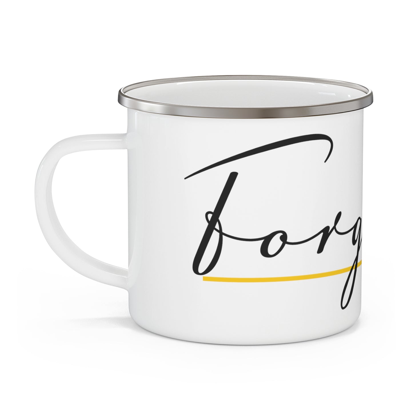 Forgiven Script — Enamel Camping Mug